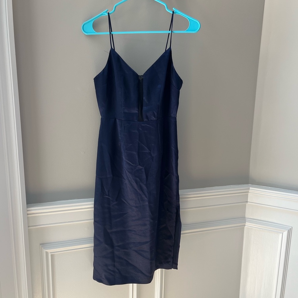 Navy satin dress